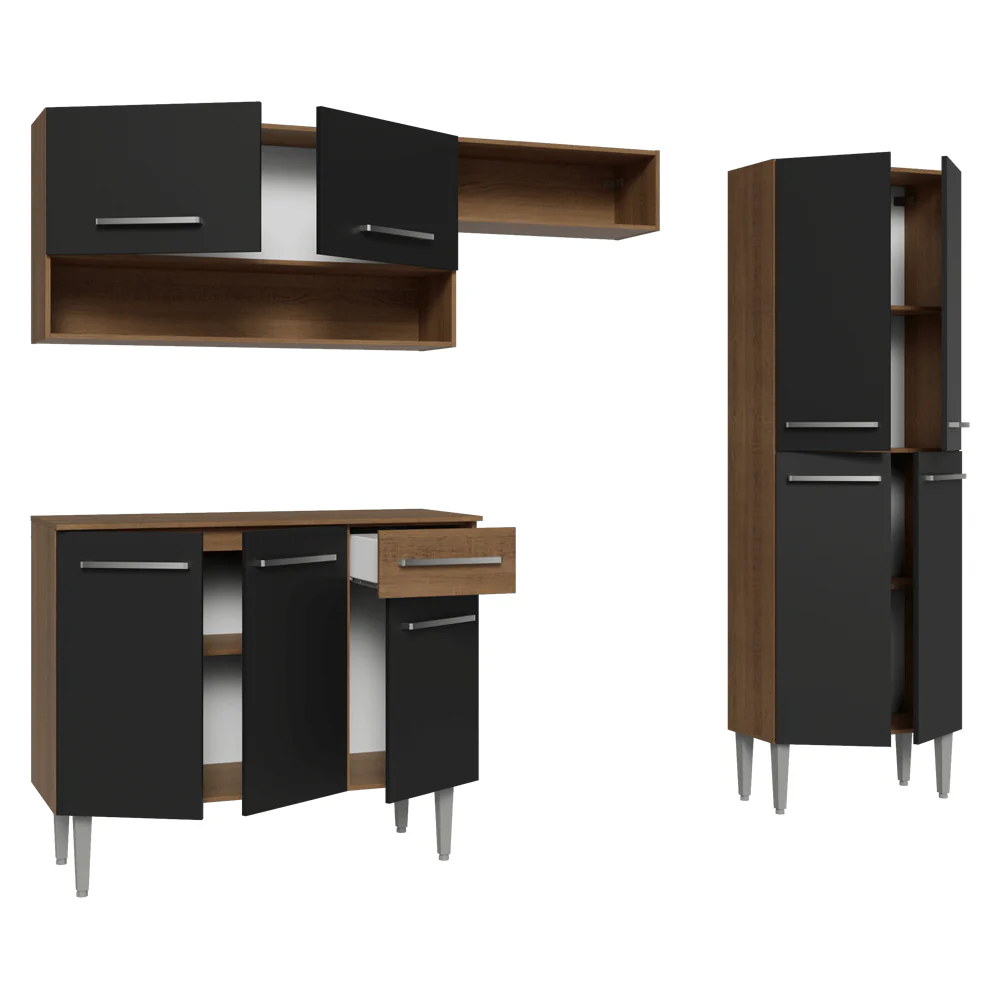 Armário de Cozinha Completa 229cm Rustic/Preto Emilly Madesa 017 - Image 7