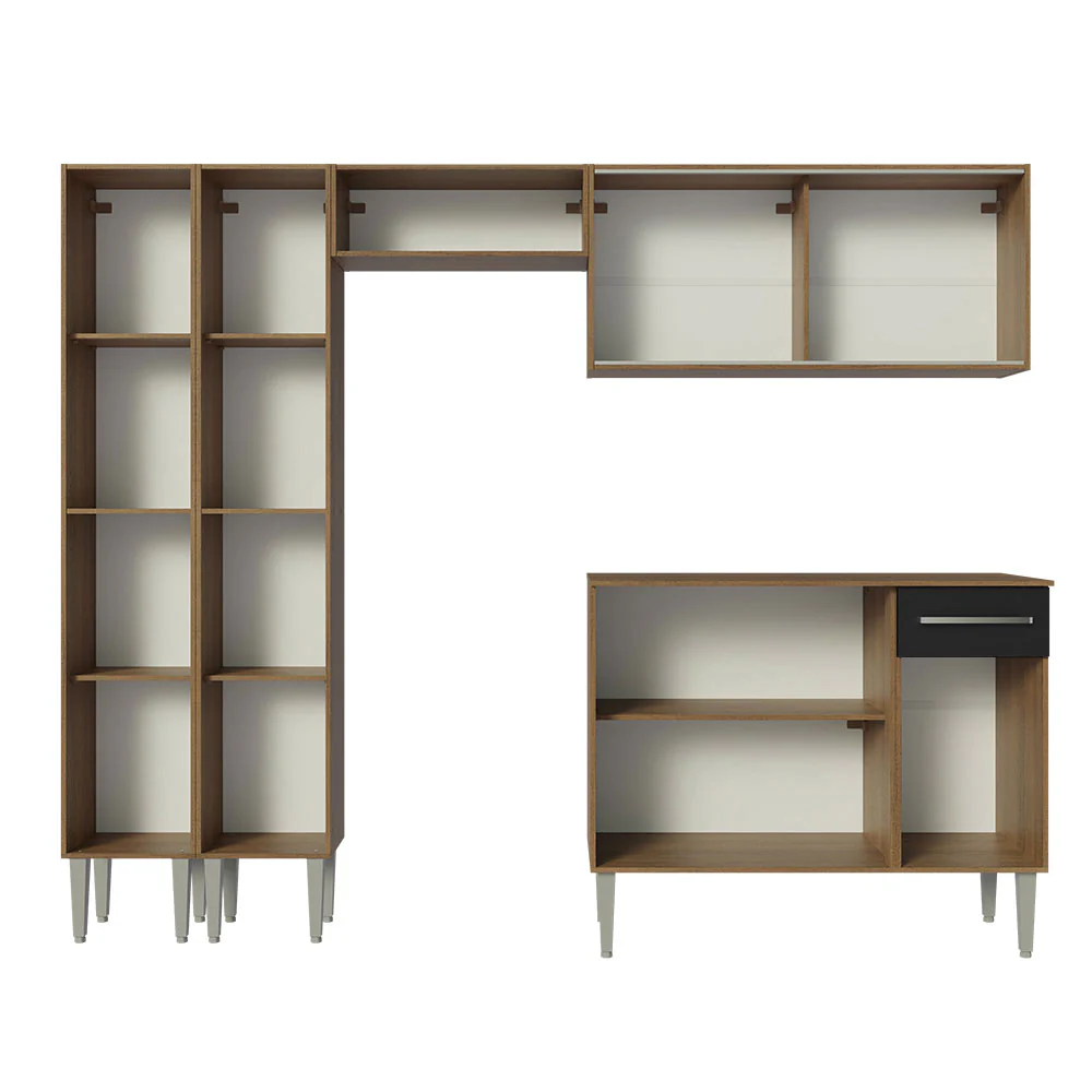 Armário de Cozinha Completa 229cm Rustic/Preto Emilly Madesa 06 - Image 6