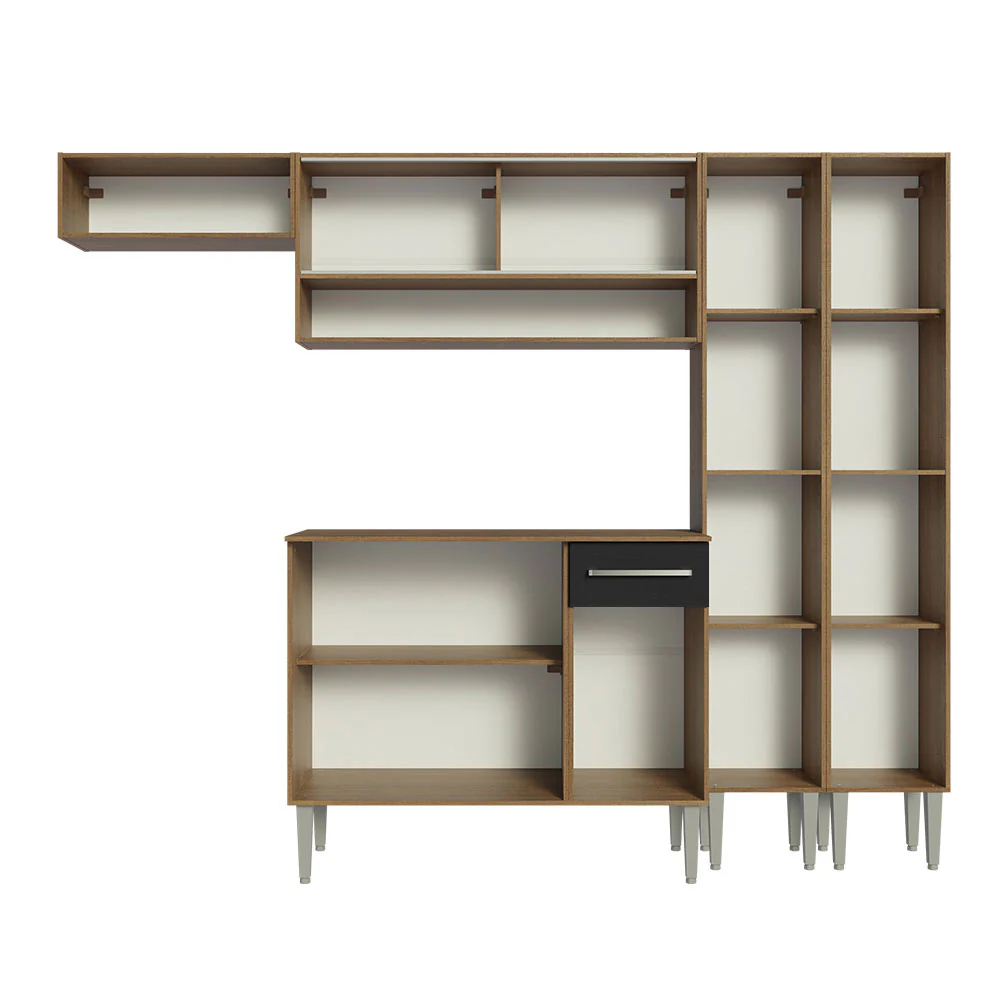 Armário de Cozinha Completa 229cm Rustic/Preto Emilly Madesa 07 - Image 6