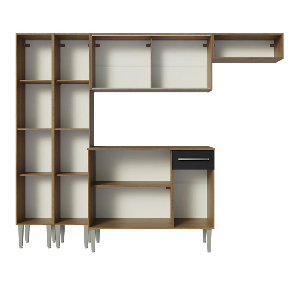 Armário de Cozinha Completa 229cm Rustic/Preto Emilly Madesa 08 - Image 6