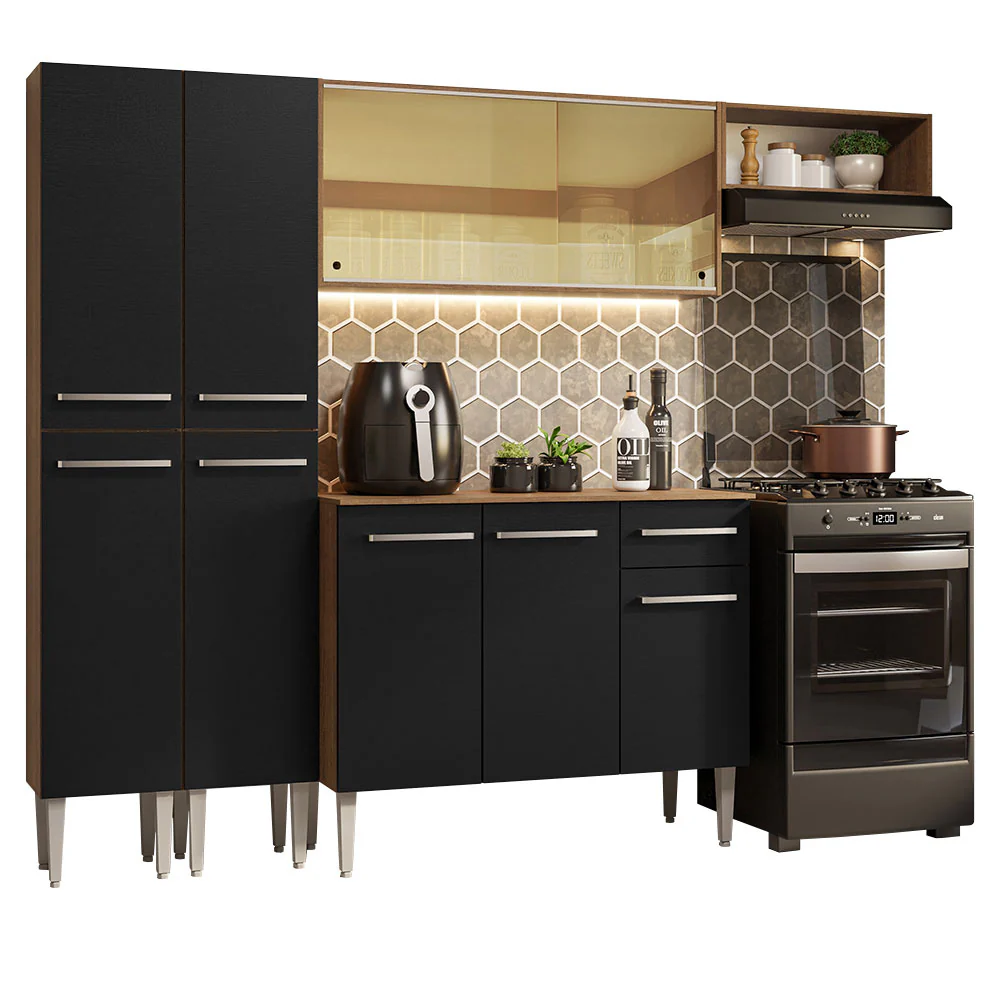 Armário de Cozinha Completa 229cm Rustic/Preto Emilly Madesa 09 - Image 2