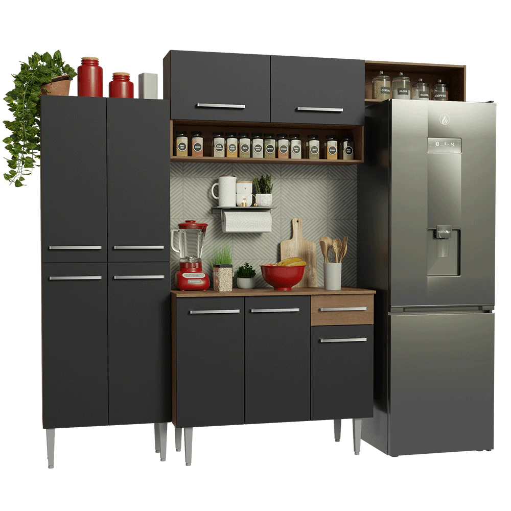 Armário de Cozinha Completa 229cm Rustic/Preto Emilly Madesa 18 - Image 2