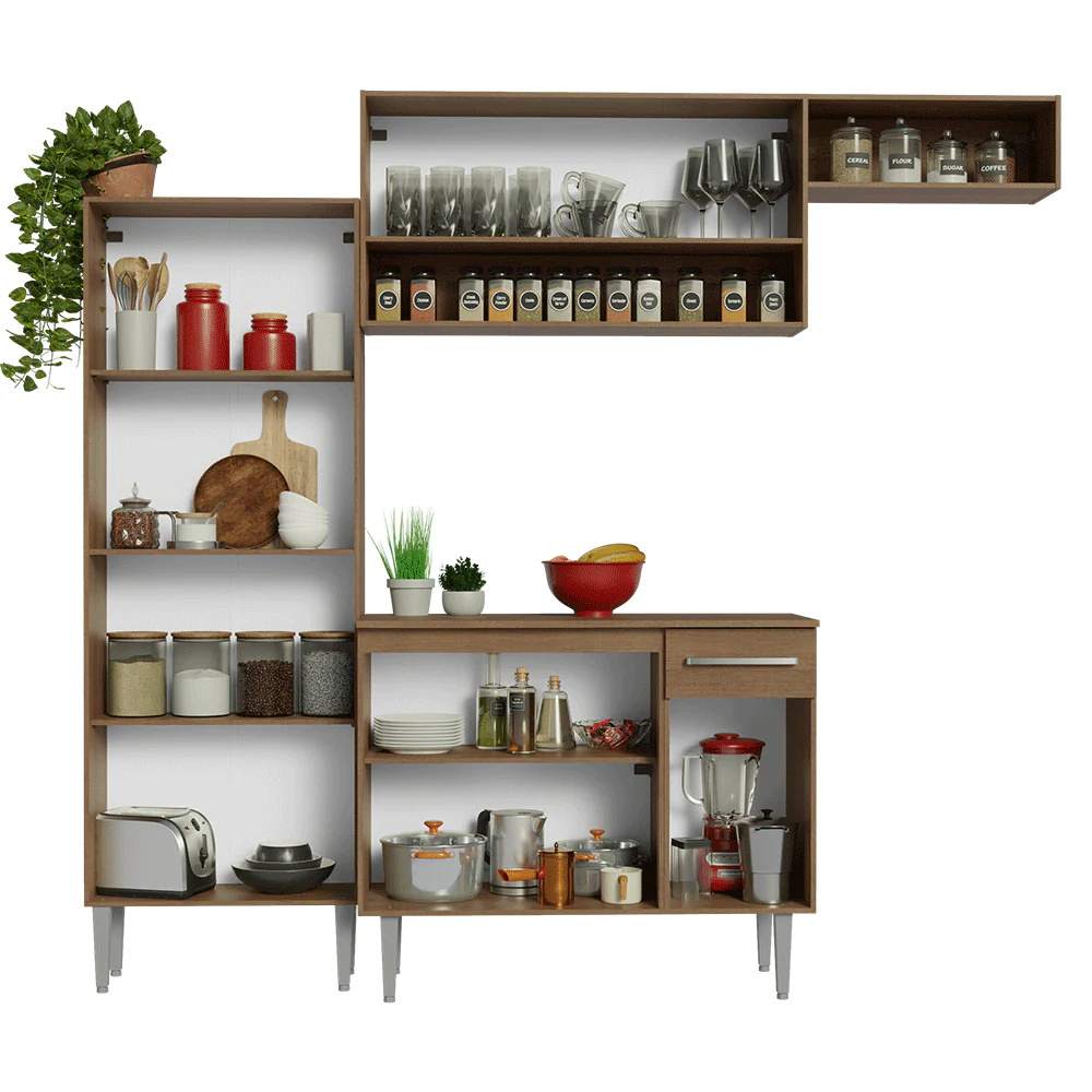 Armário de Cozinha Completa 229cm Rustic/Preto Emilly Madesa 18 - Image 5