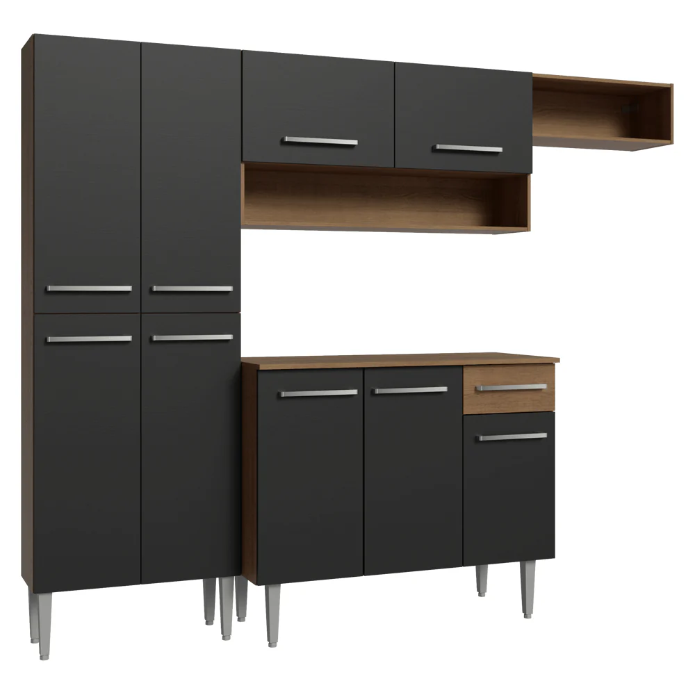 Armário de Cozinha Completa 229cm Rustic/Preto Emilly Madesa XT - Image 2