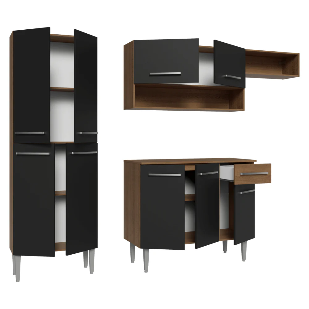 Armário de Cozinha Completa 229cm Rustic/Preto Emilly Madesa XT - Image 8
