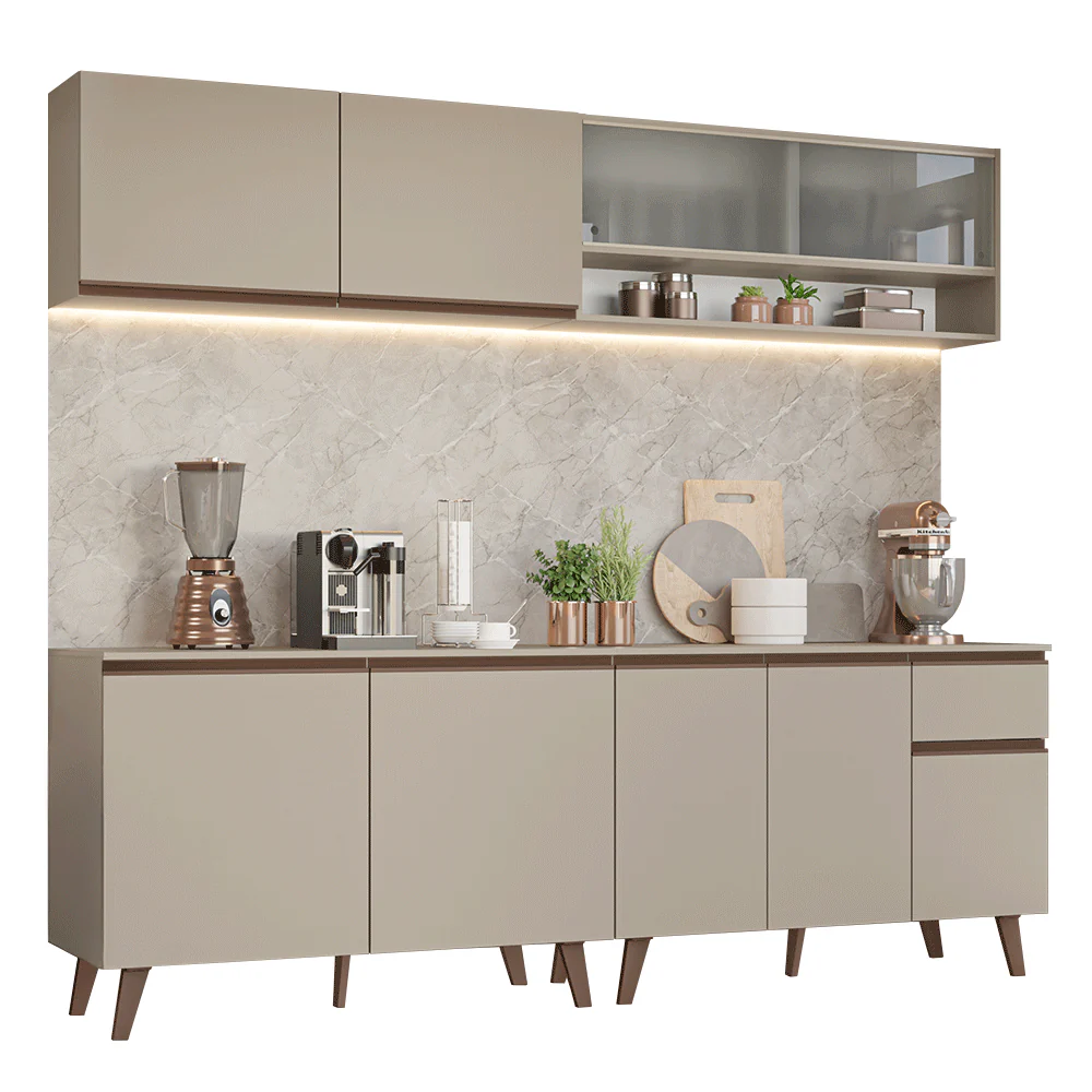 Armário de Cozinha Completa 240 cm Crema Nice Madesa 02 - Image 2