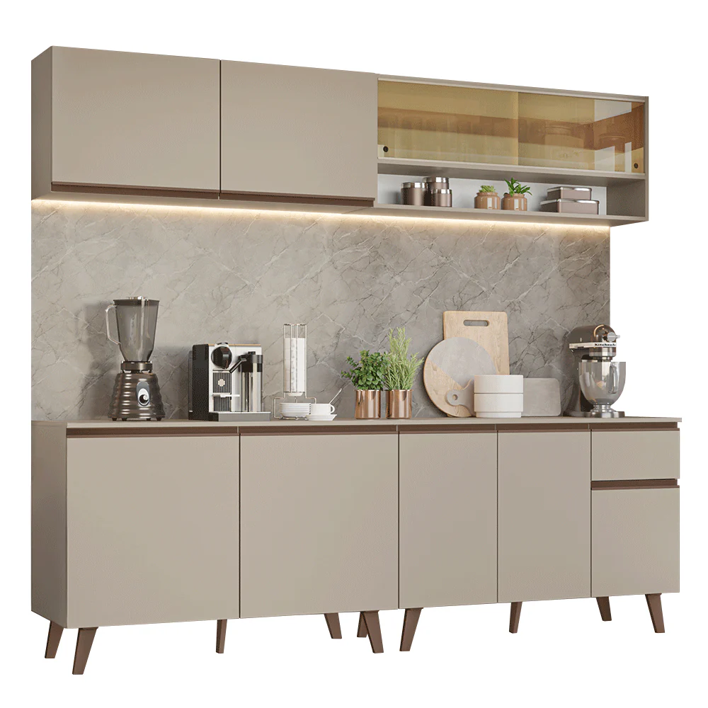 Armário de Cozinha Completa 240 cm Crema Nice Madesa 03 - Image 2