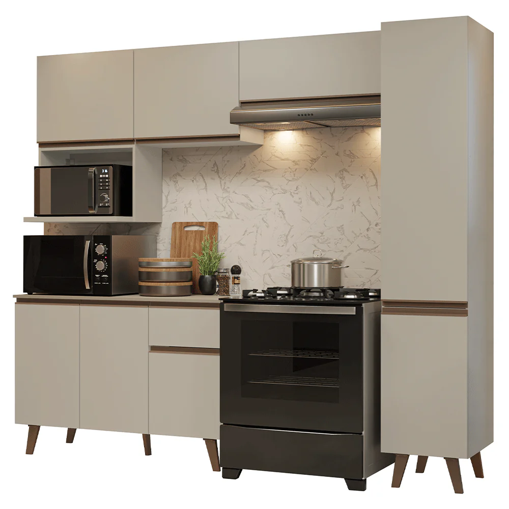 Armário de Cozinha Completa 240 cm Crema Nice Madesa 08 - Image 2