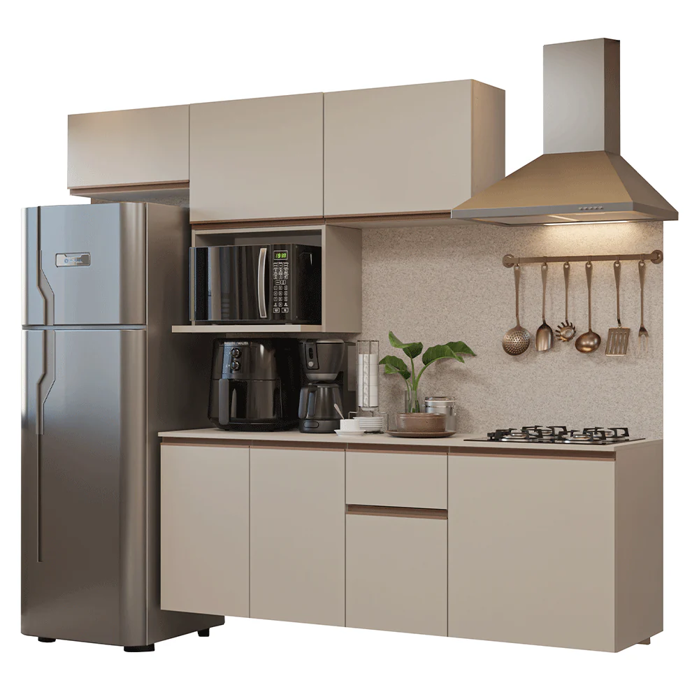 Armário de Cozinha Completa 240 cm Suspensa Crema Nice Madesa 07 - Image 2