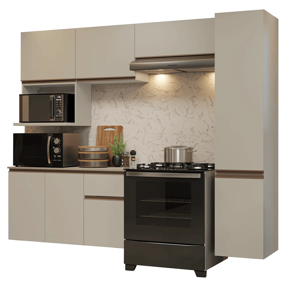 Armário de Cozinha Completa 240 cm Suspensa Crema Nice Madesa 09 - Image 2