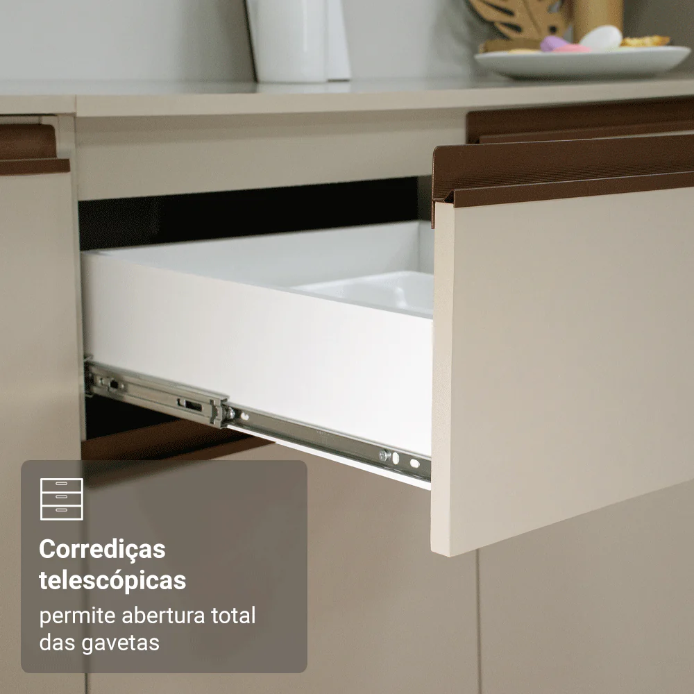 Armário de Cozinha Completa 240 cm Suspenso Crema Nice Madesa 05 - Image 7