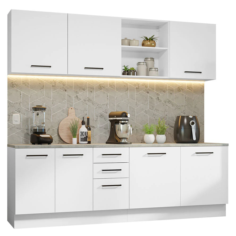 Armário de Cozinha Completa 240cm Branco 60cm de Profundidade Agata Madesa 02 - Image 2