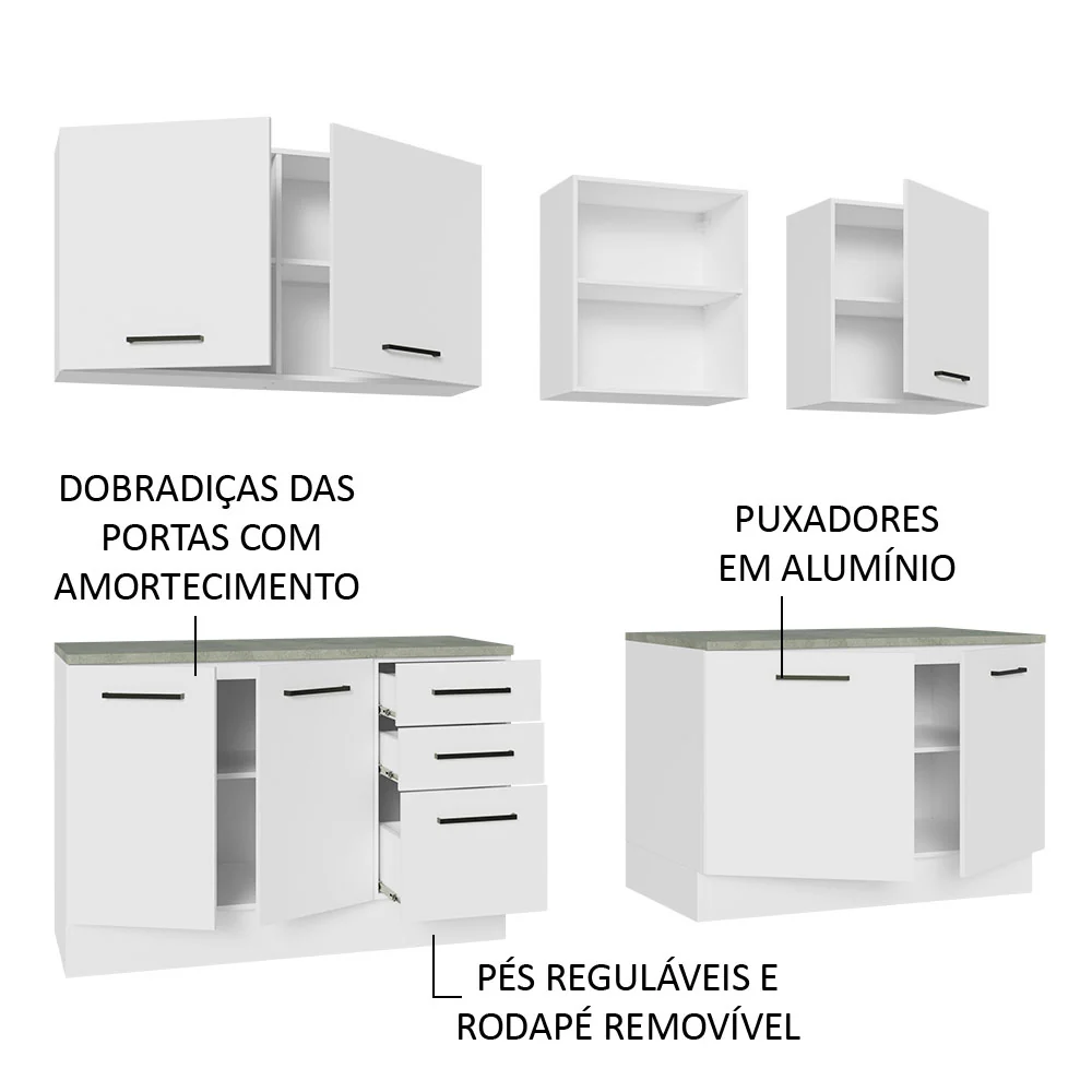Armário de Cozinha Completa 240cm Branco 60cm de Profundidade Agata Madesa 02 - Image 4