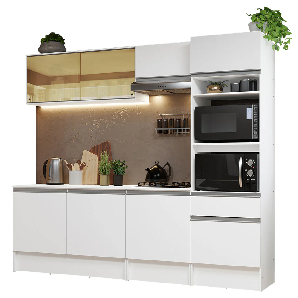 Armário de Cozinha Completa 240cm Branco Diamante Madesa 06 - Image 2