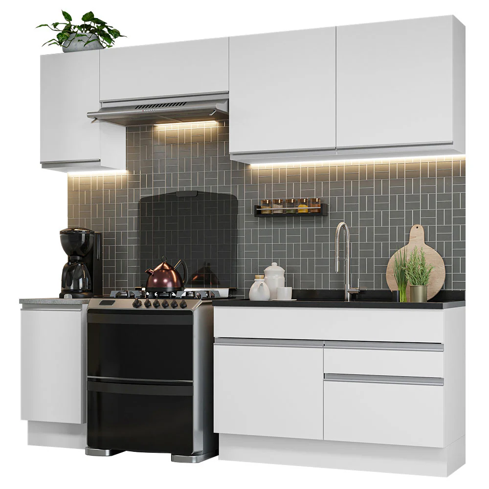 Armário de Cozinha Completa 240cm Branco Glamy Madesa 07 - Image 2