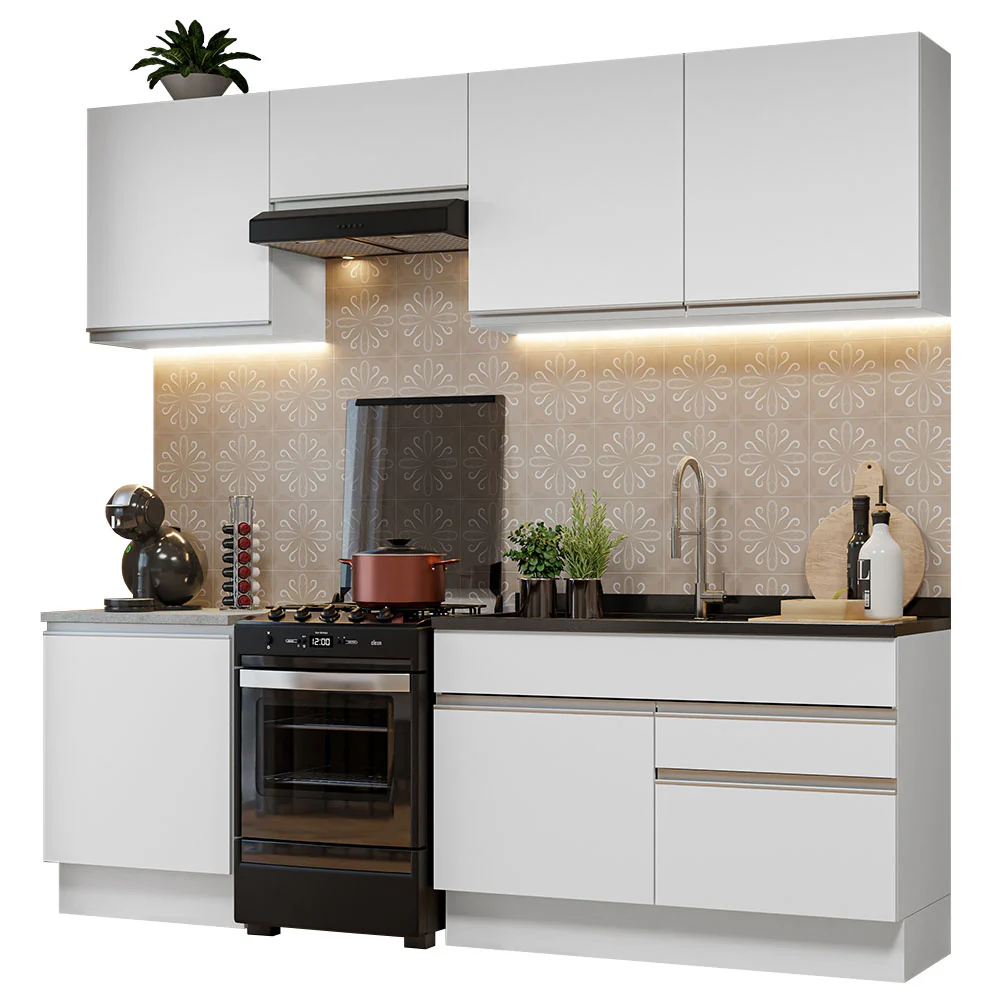 Armário de Cozinha Completa 240cm Branco Glamy Madesa 08 - Image 2