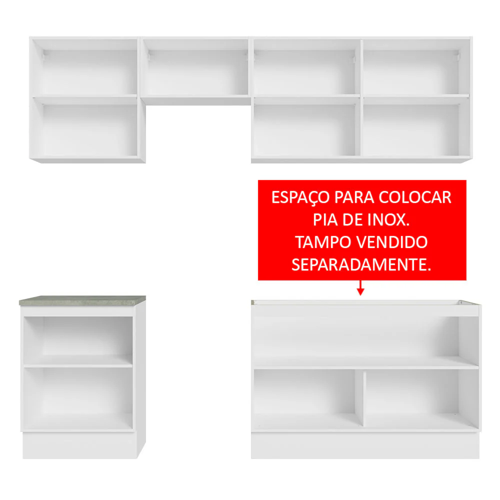 Armário de Cozinha Completa 240cm Branco Glamy Madesa 09 - Image 5