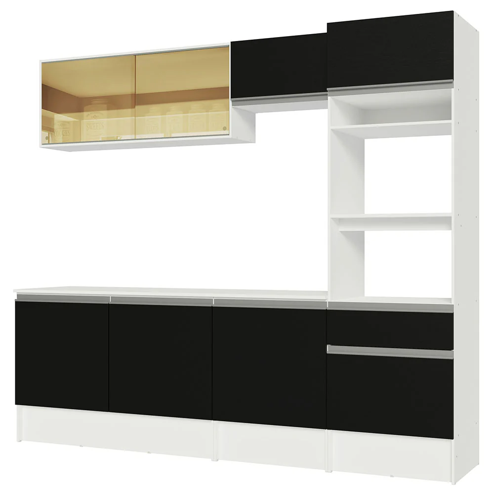 Armário de Cozinha Completa 240cm Branco/Preto Diamante Madesa 06 - Image 10