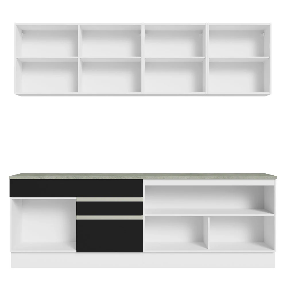Armário de Cozinha Completa 240cm Branco/Preto Glamy Madesa 06 - Image 11