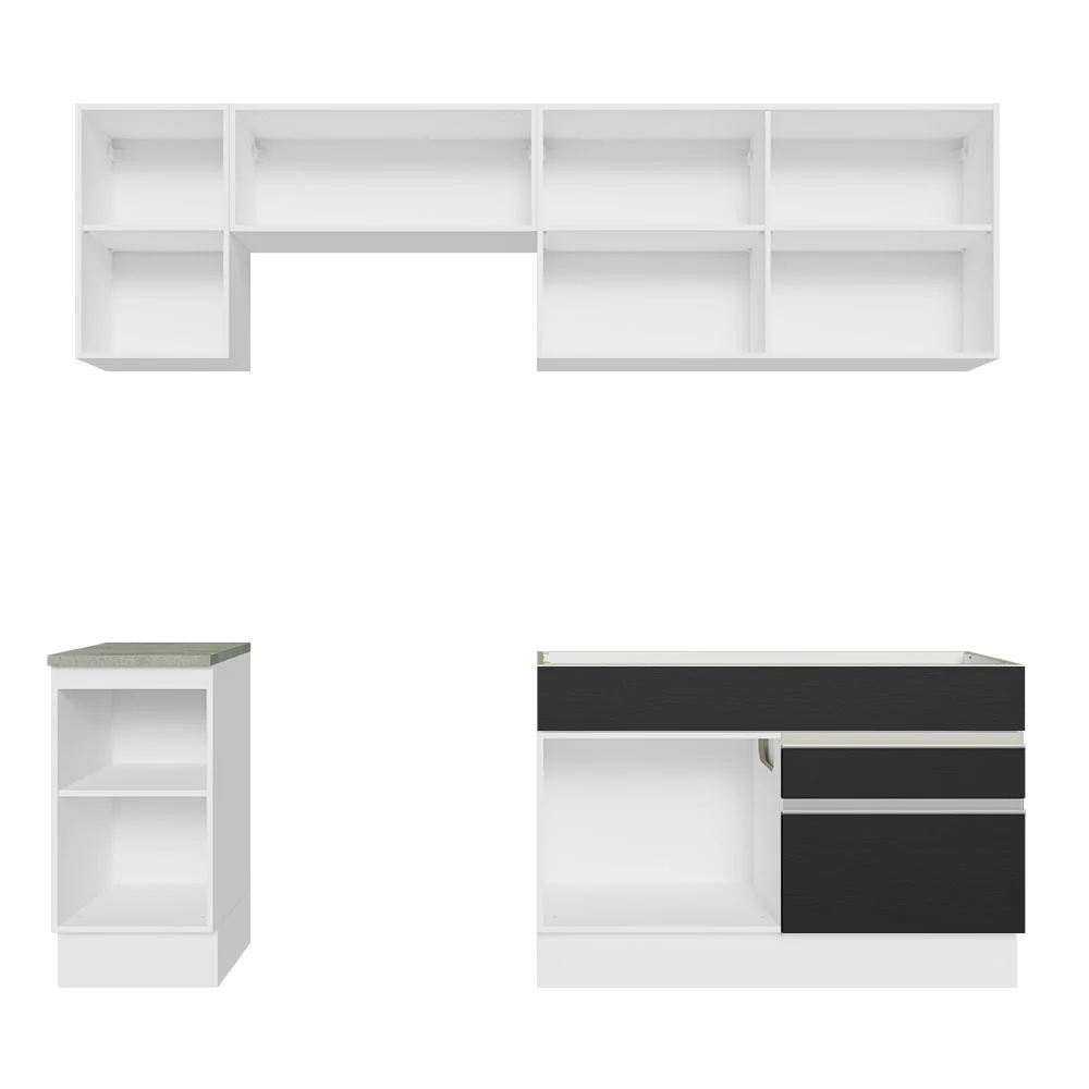 Armário de Cozinha Completa 240cm Branco/Preto Glamy Madesa 07 - Image 11