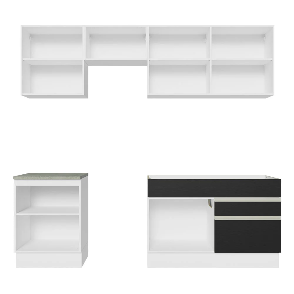 Armário de Cozinha Completa 240cm Branco/Preto Glamy Madesa 08 - Image 11