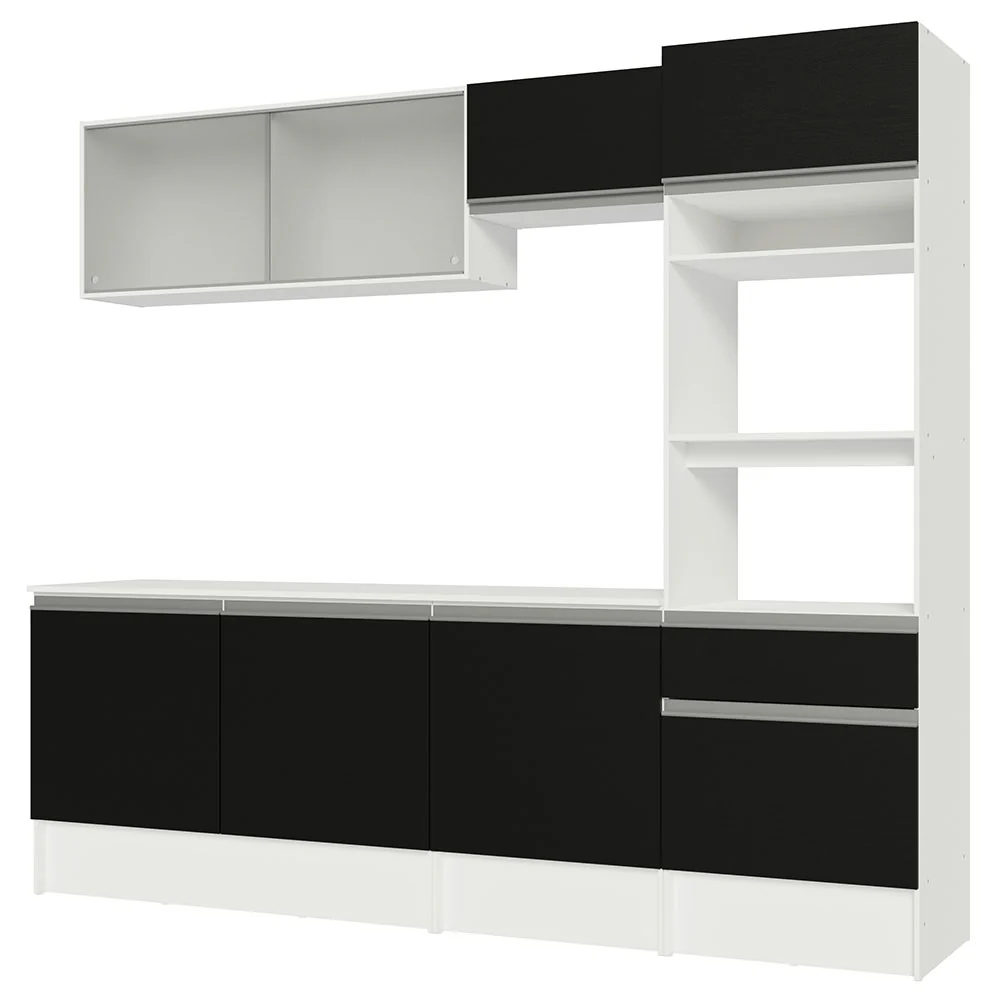 Armário de Cozinha Completa 240cm Branco/Preto Topazio Madesa 05 - Image 10