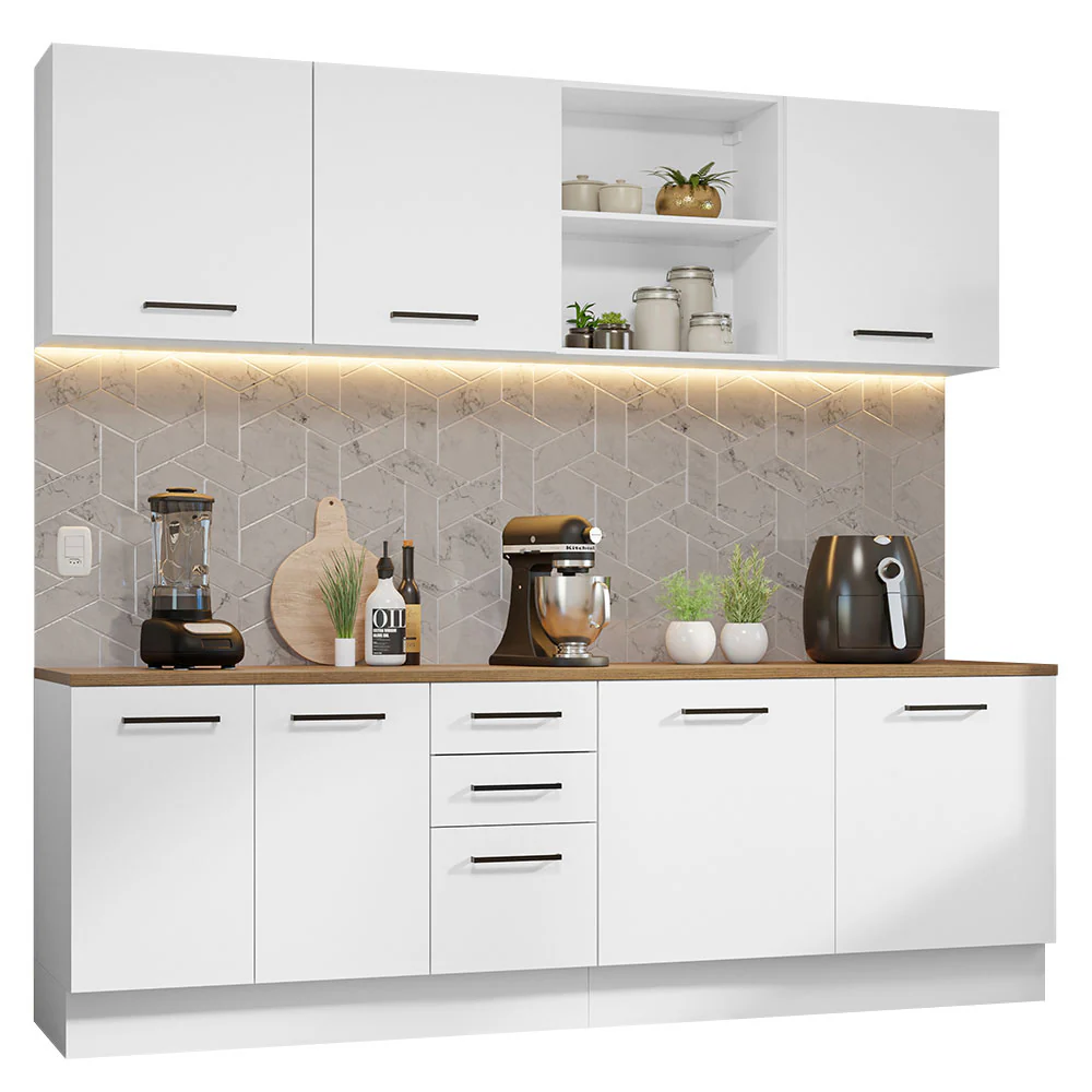 Armário de Cozinha Completa 240cm Branco/Rustic 60cm de Profundidade Agata Madesa 02 - Image 2