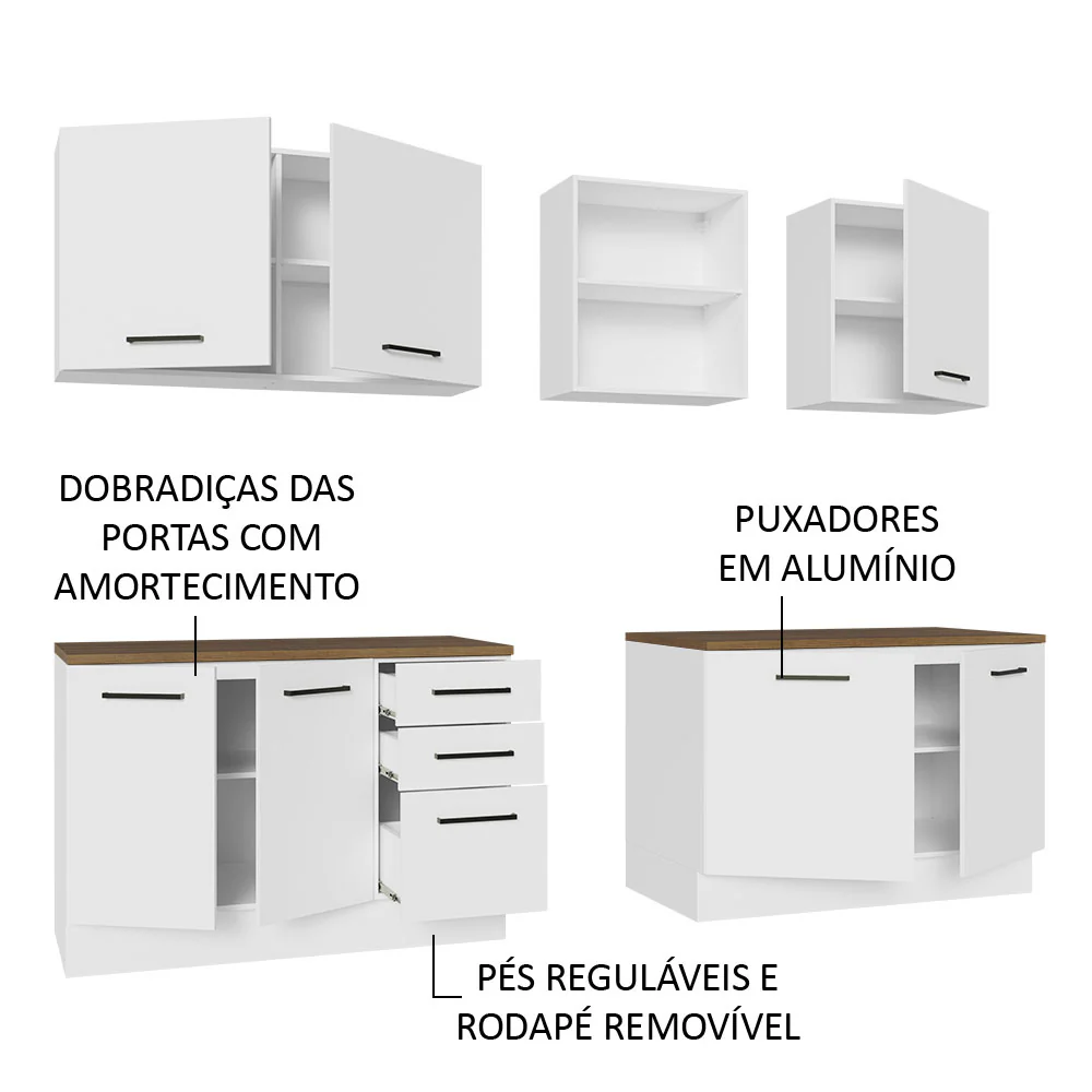 Armário de Cozinha Completa 240cm Branco/Rustic 60cm de Profundidade Agata Madesa 02 - Image 4