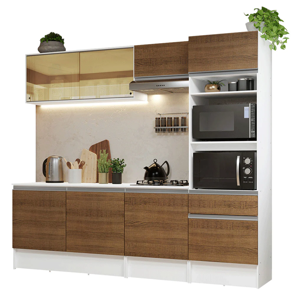 Armário de Cozinha Completa 240cm Branco/Rustic Diamante Madesa 06 - Image 2