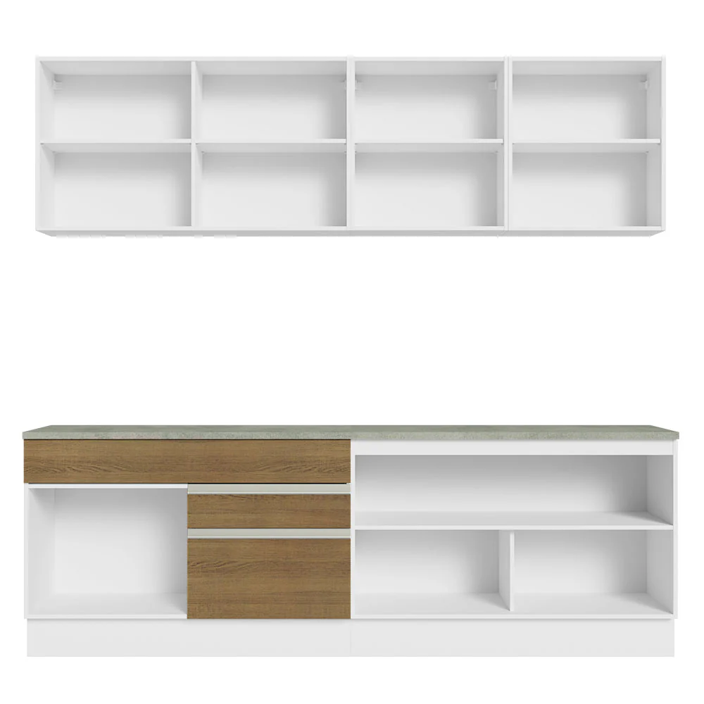 Armário de Cozinha Completa 240cm Branco/Rustic Glamy Madesa 06 - Image 11