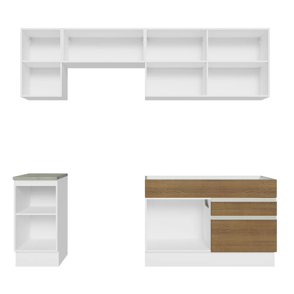Armário de Cozinha Completa 240cm Branco/Rustic Glamy Madesa 07 - Image 11