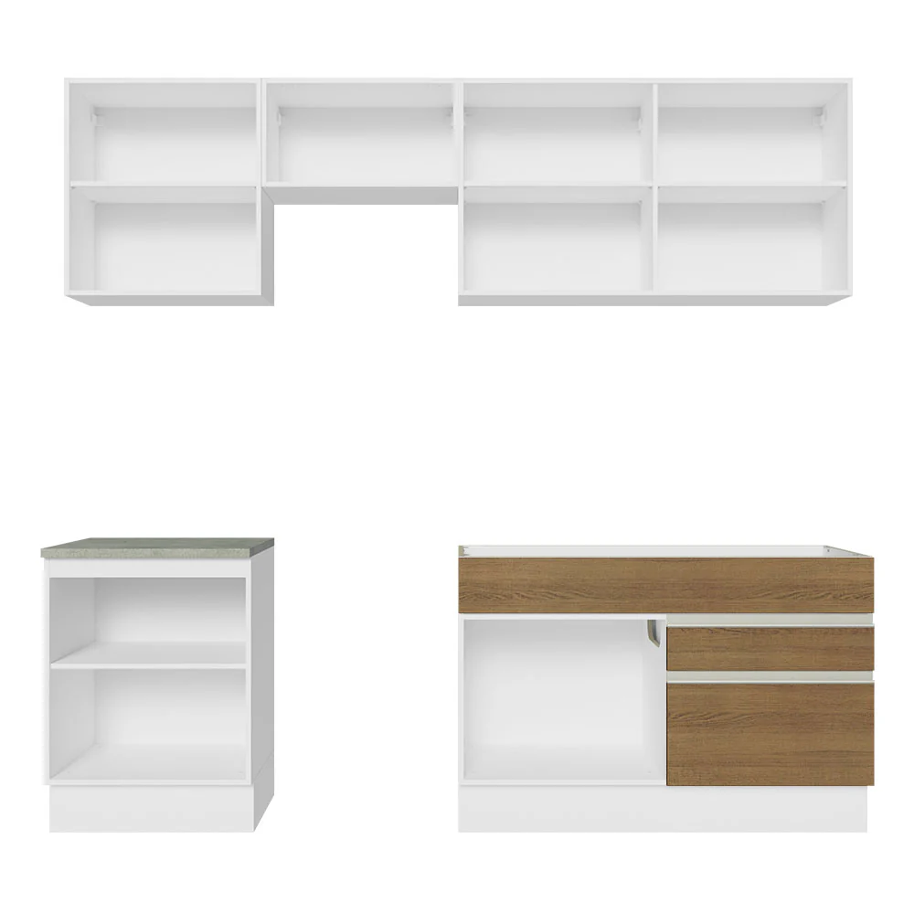 Armário de Cozinha Completa 240cm Branco/Rustic Glamy Madesa 08 - Image 11
