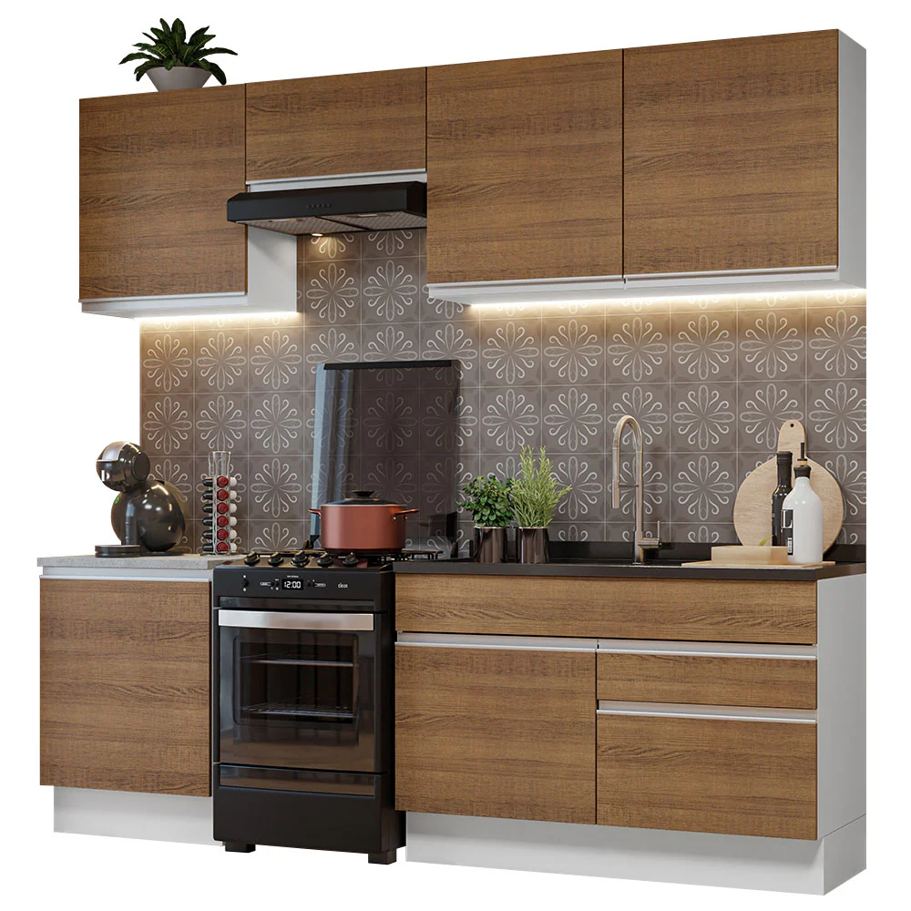 Armário de Cozinha Completa 240cm Branco/Rustic Glamy Madesa 08 - Image 2