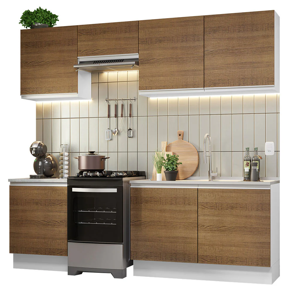 Armário de Cozinha Completa 240cm Branco/Rustic Glamy Madesa 09 - Image 2
