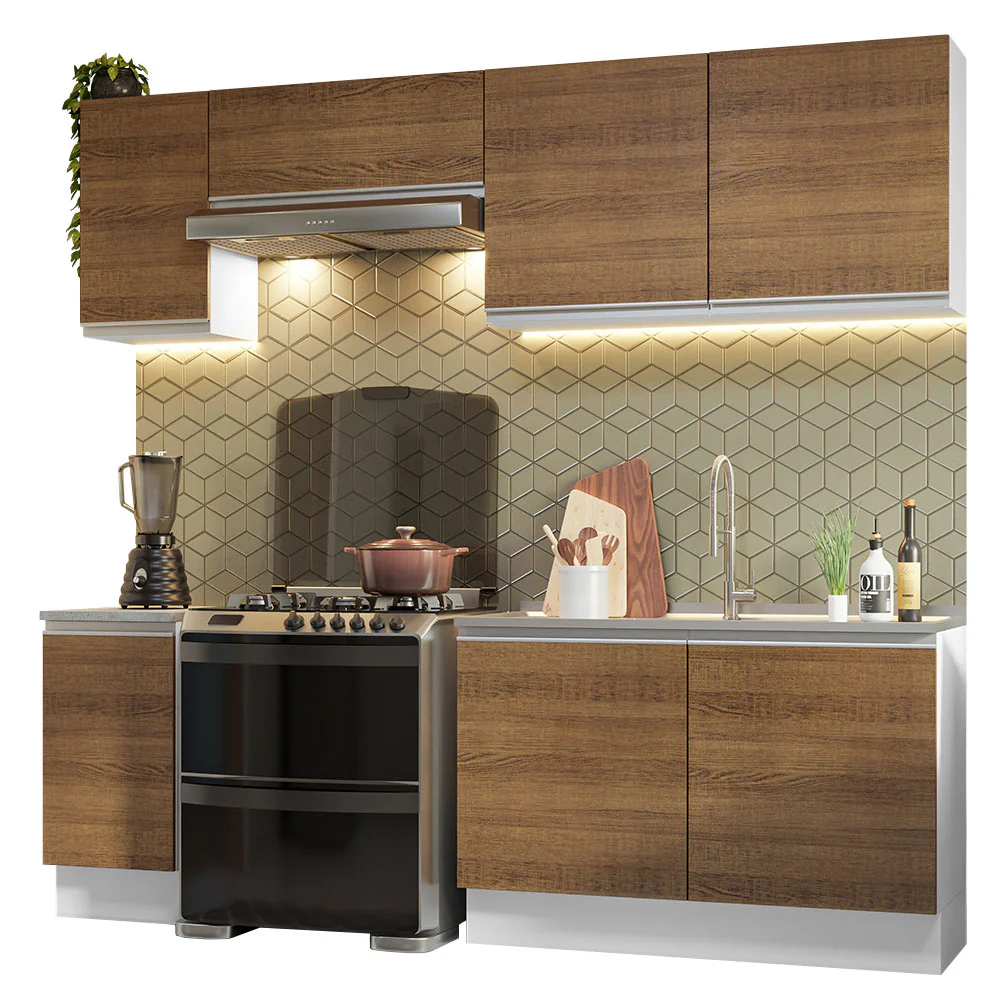 Armário de Cozinha Completa 240cm Branco/Rustic Glamy Madesa 10 - Image 2