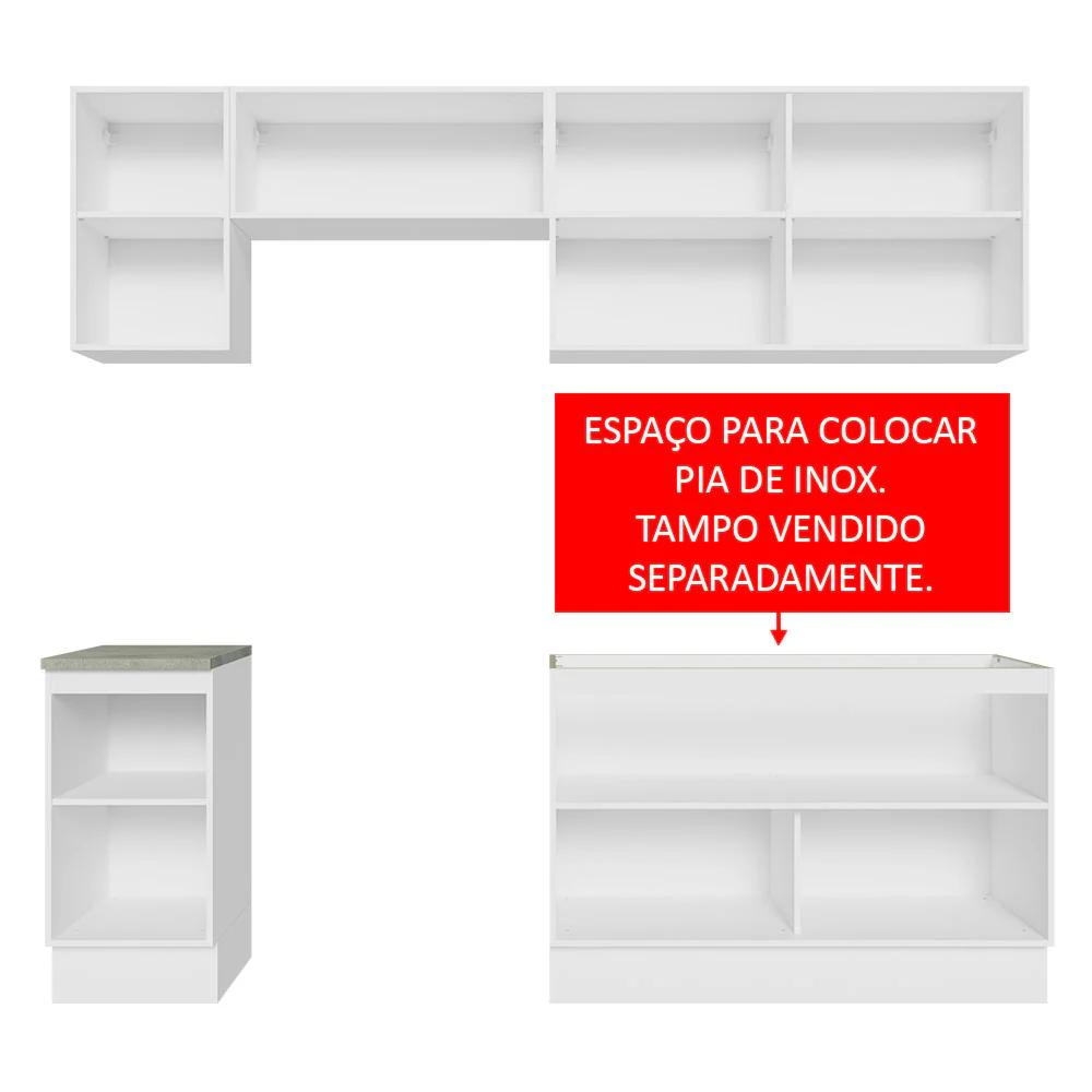 Armário de Cozinha Completa 240cm Branco/Rustic Glamy Madesa 10 - Image 5