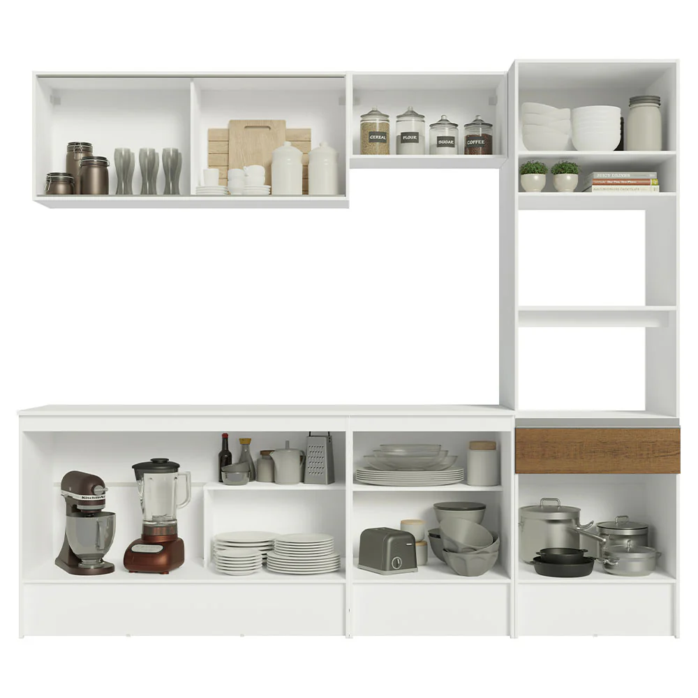 Armário de Cozinha Completa 240cm Branco/Rustic Topazio Madesa 05 - Image 5