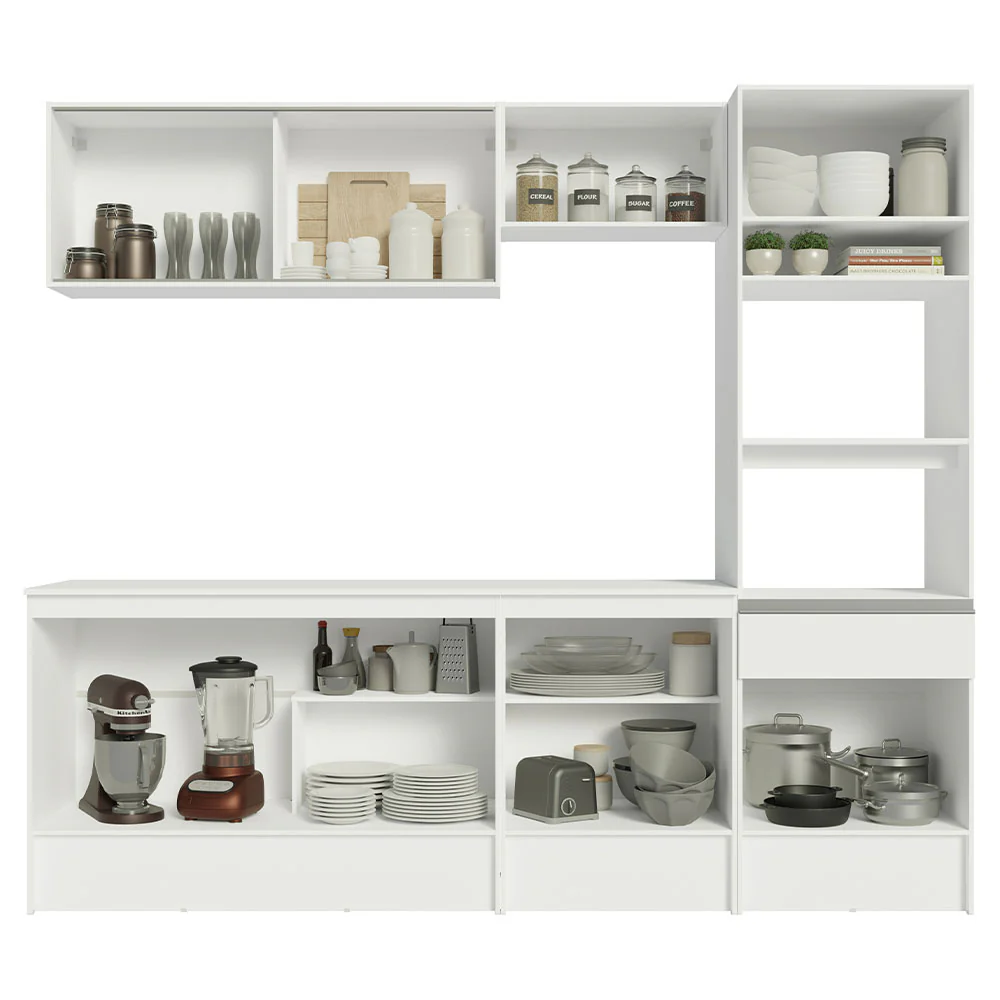 Armário de Cozinha Completa 240cm Branco Topazio Madesa 05 - Image 5