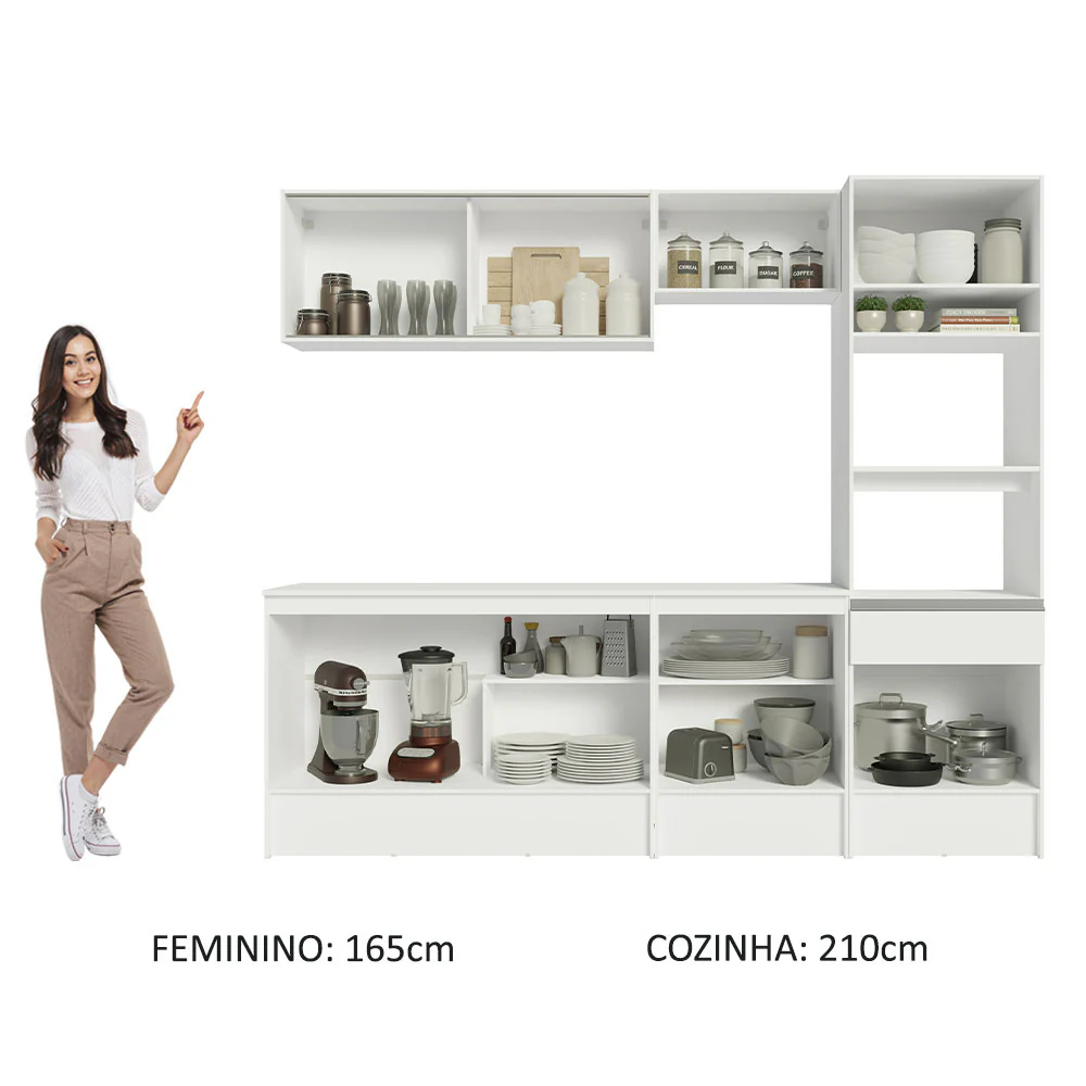 Armário de Cozinha Completa 240cm Branco Topazio Madesa 05 - Image 6