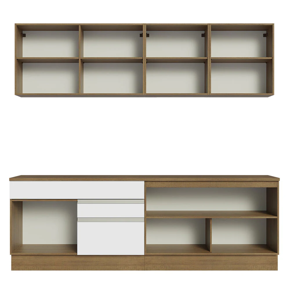 Armário de Cozinha Completa 240cm Rustic/Branco Glamy Madesa 06 - Image 11