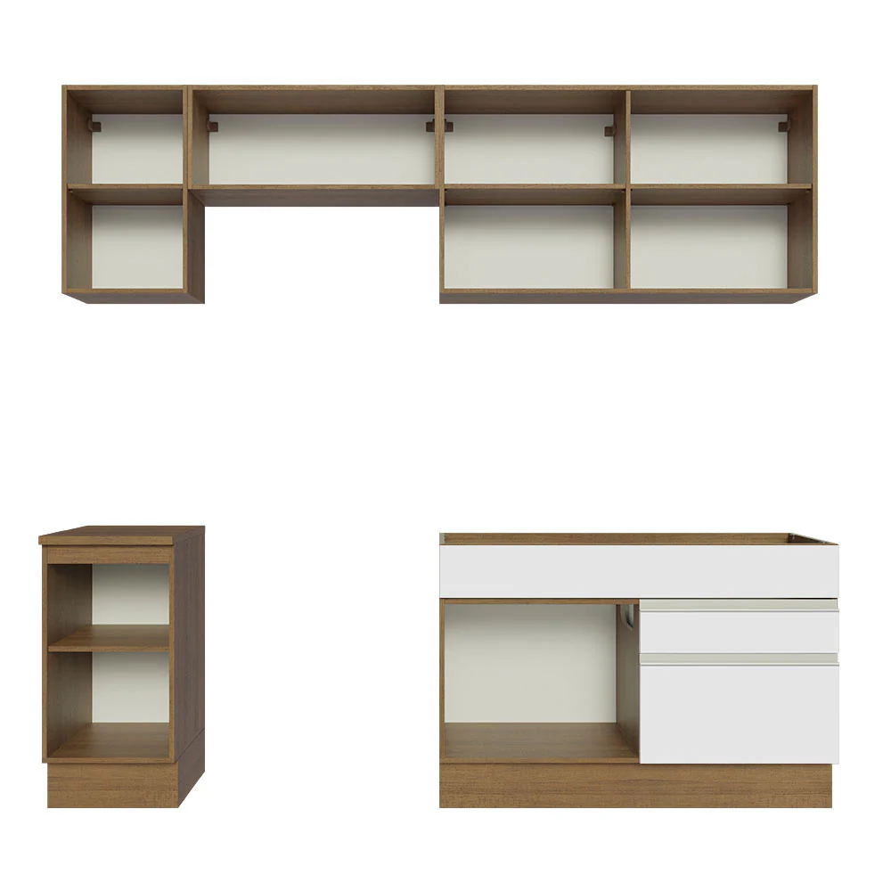 Armário de Cozinha Completa 240cm Rustic/Branco Glamy Madesa 07 - Image 11