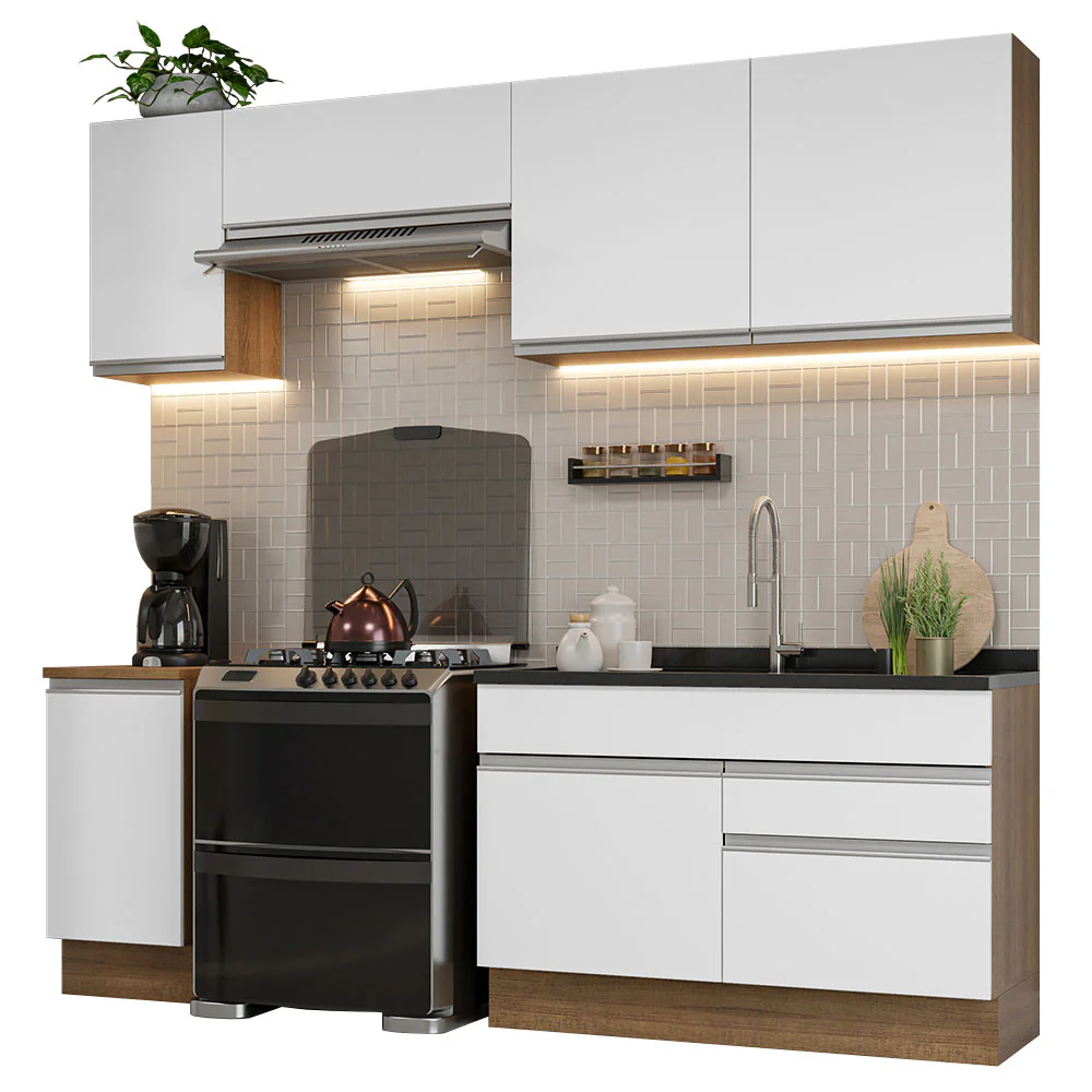 Armário de Cozinha Completa 240cm Rustic/Branco Glamy Madesa 07 - Image 2