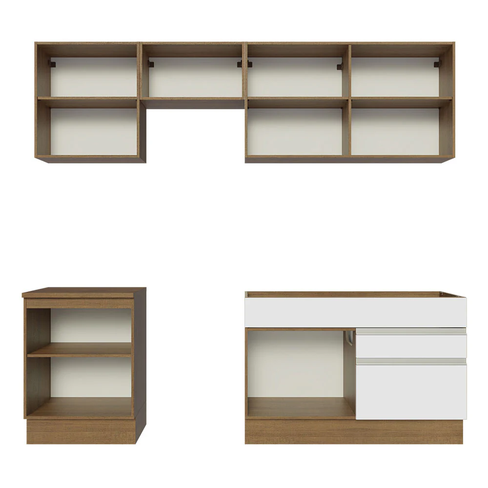 Armário de Cozinha Completa 240cm Rustic/Branco Glamy Madesa 08 - Image 11
