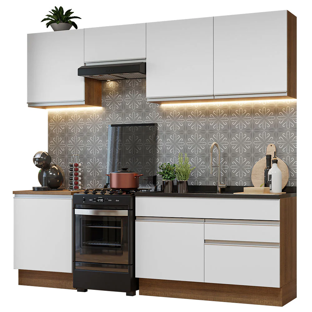 Armário de Cozinha Completa 240cm Rustic/Branco Glamy Madesa 08 - Image 2