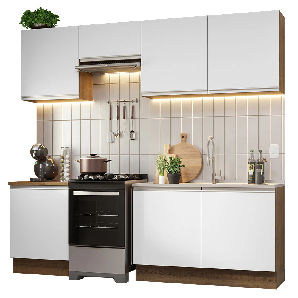 Armário de Cozinha Completa 240cm Rustic/Branco Glamy Madesa 09 - Image 2