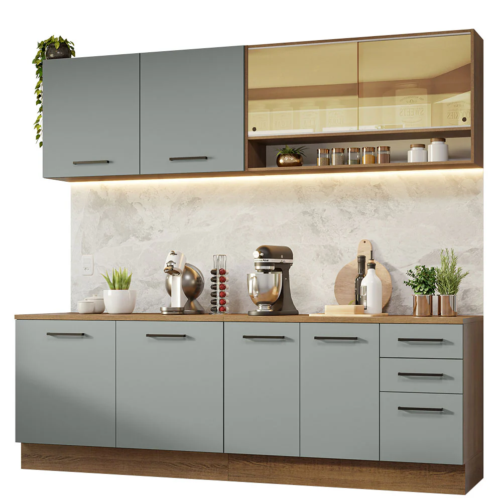 Armário de Cozinha Completa 240cm Rustic/Cinza 60cm de Profundidade Agata Madesa 01 - Image 2