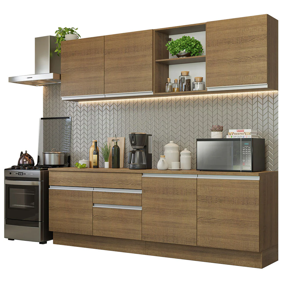 Armário de Cozinha Completa 240cm Rustic Glamy Madesa 06 - Image 2