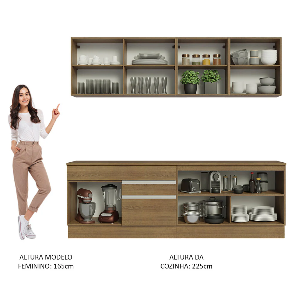 Armário de Cozinha Completa 240cm Rustic Glamy Madesa 06 - Image 5