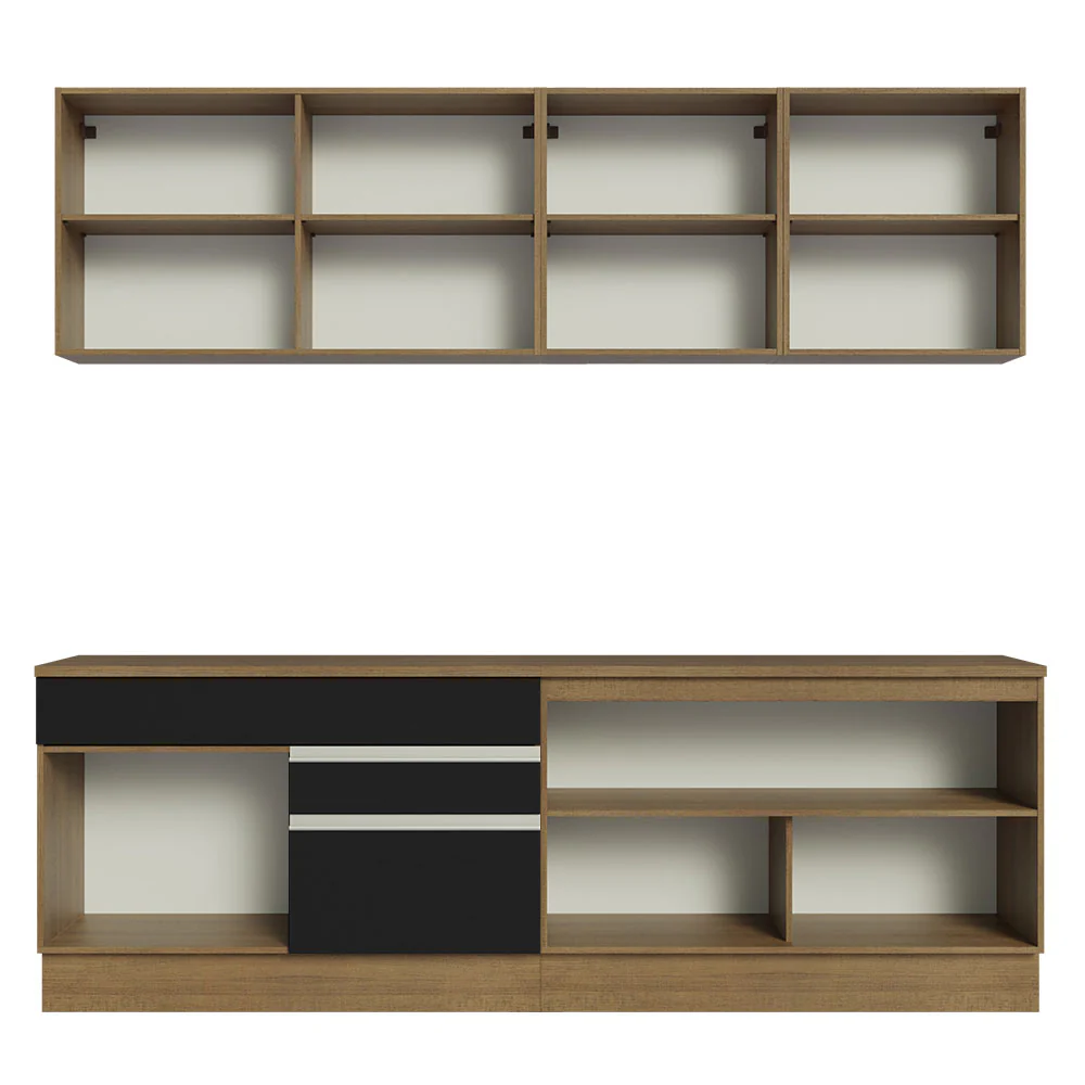 Armário de Cozinha Completa 240cm Rustic/Preto Glamy Madesa 06 - Image 11