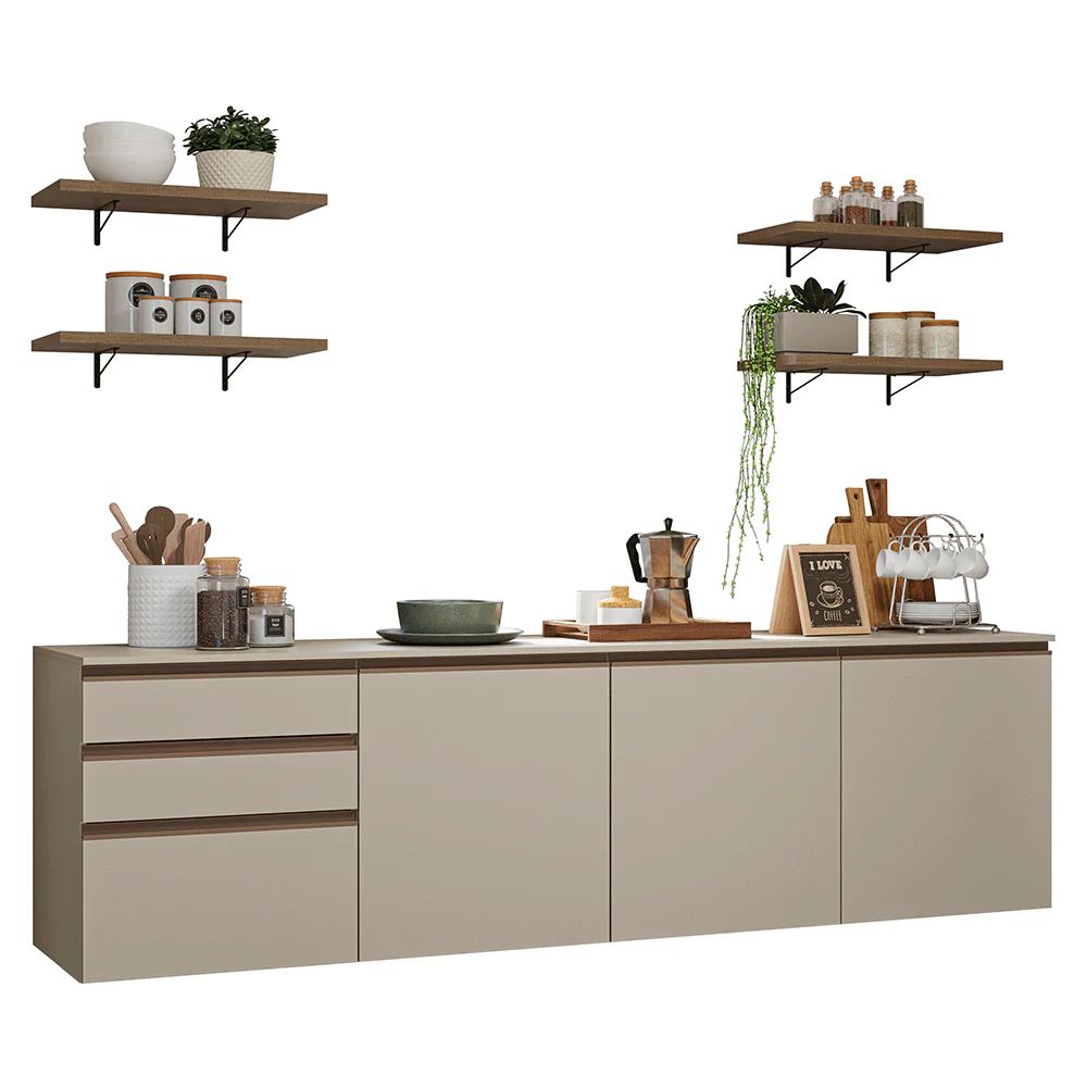 Armário de Cozinha Completa 240cm Suspensa Crema Nice Madesa 10 - Image 2